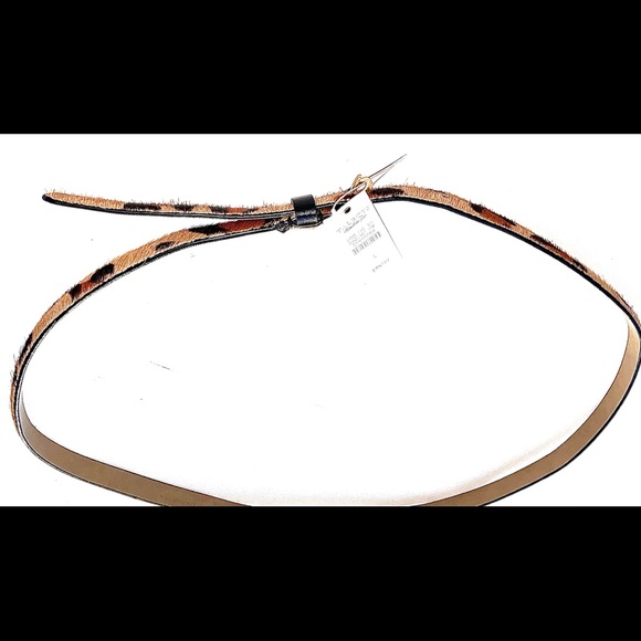 Talbots NWT Leopard FUR Leather Belt W. Gold Buckle Hardware. Size Large. - Picture 10 of 12